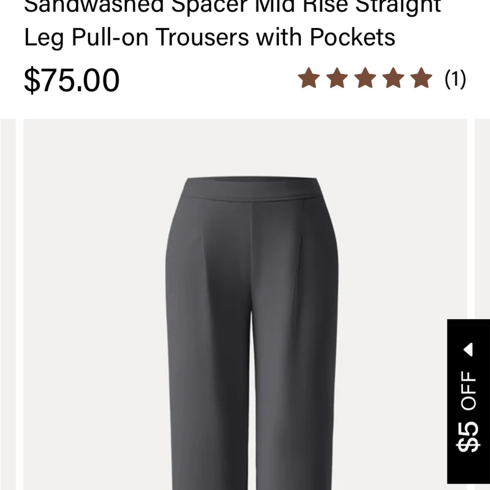 OGL Mid Rise Straight Leg Pull-on Trousers - Black